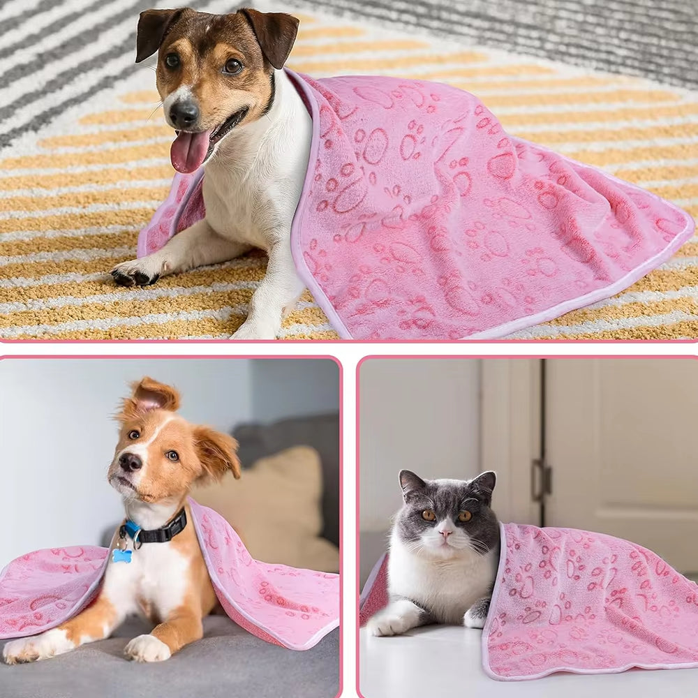 Soft Fluffy High Quality Pet Blanket Cute Paw Print Dog Blanket Pet Mat Warm and Comfortable Blanket for Cat Dogs