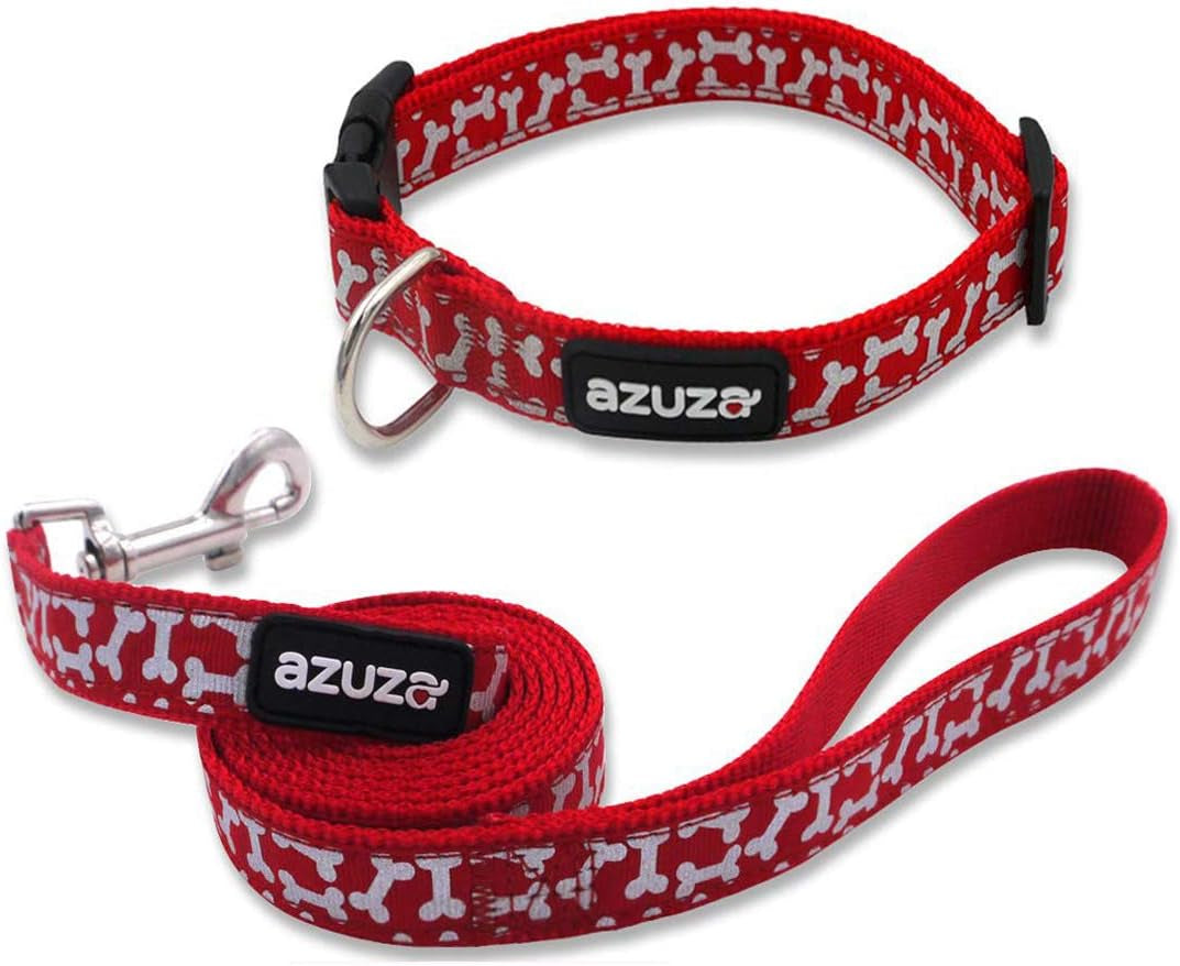 Reflective Dog Collar and Leash Set, Collar with Matching Leash for Small Medium and Large Dogs…