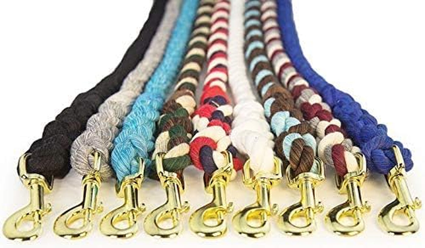 Fms Cotton Rope Leash Lead | 1/2-Inch X 10 Foot for Medium to Large Dogs, Pets (Burgundy, Silver & White) | Handmade in the USA with 100% American Made Rope | Heavy Duty Hardware