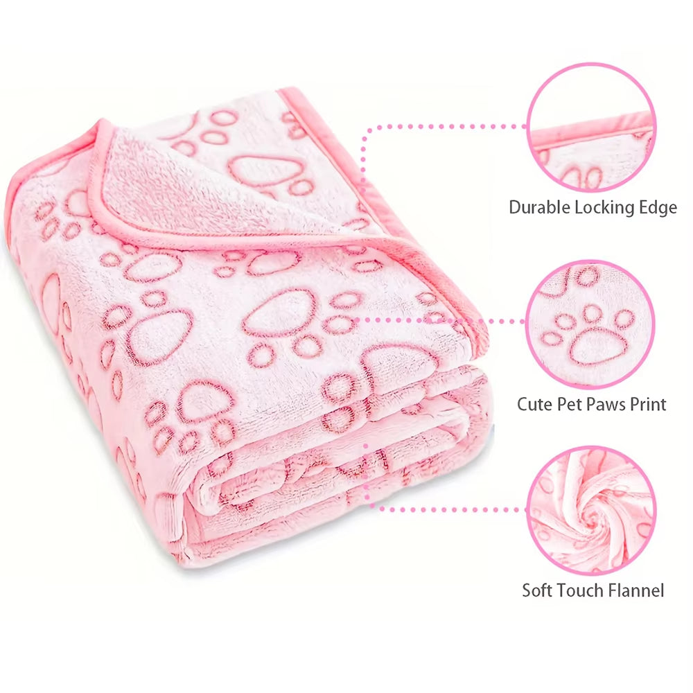 Soft Fluffy High Quality Pet Blanket Cute Paw Print Dog Blanket Pet Mat Warm and Comfortable Blanket for Cat Dogs