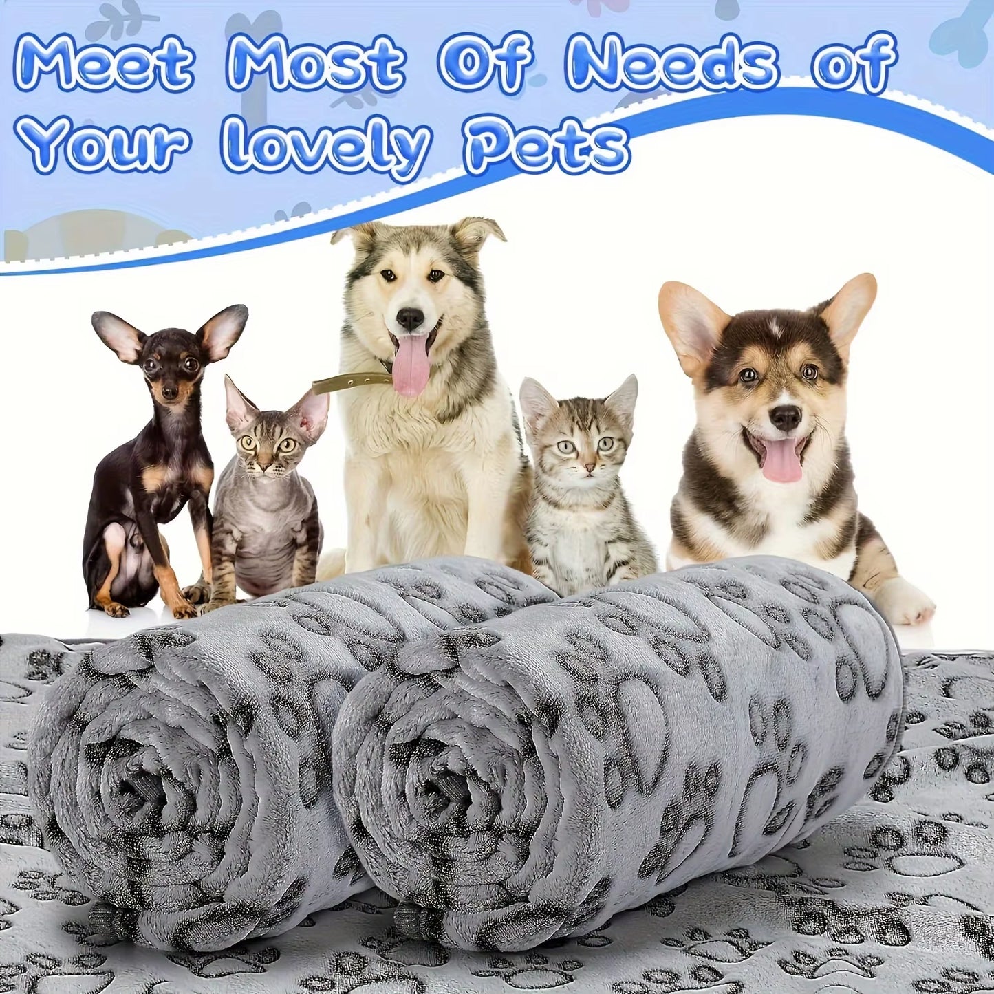 Soft Fluffy High Quality Pet Blanket Cute Cartoon Pattern Pet Mat Warm and Comfortable Blanket for Cat Dogs