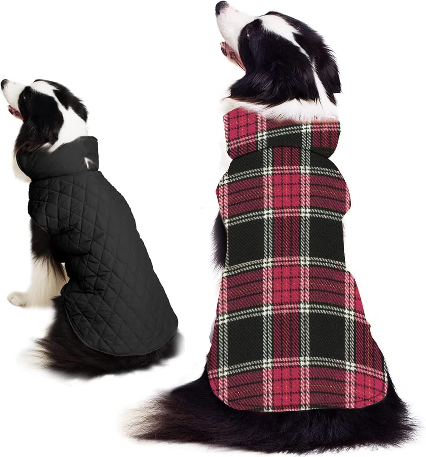 Dog Coats Jackets Apparel, Reversible Dog Apparel Clothes Plaid British Style Dog Outfit Sweater, Windproof Waterproof Dog Cold Weather Coats for Small Medium Large Sized Dogs Girl Boy