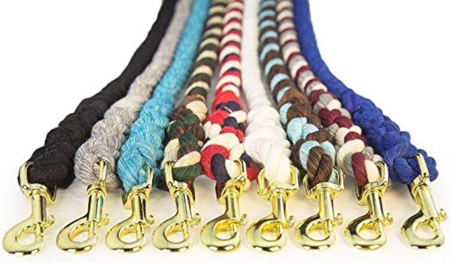 Fms Cotton Rope Leash Lead | 1/2-Inch X 10 Foot for Medium to Large Dogs, Pets (Burgundy, Silver & White) | Handmade in the USA with 100% American Made Rope | Heavy Duty Hardware